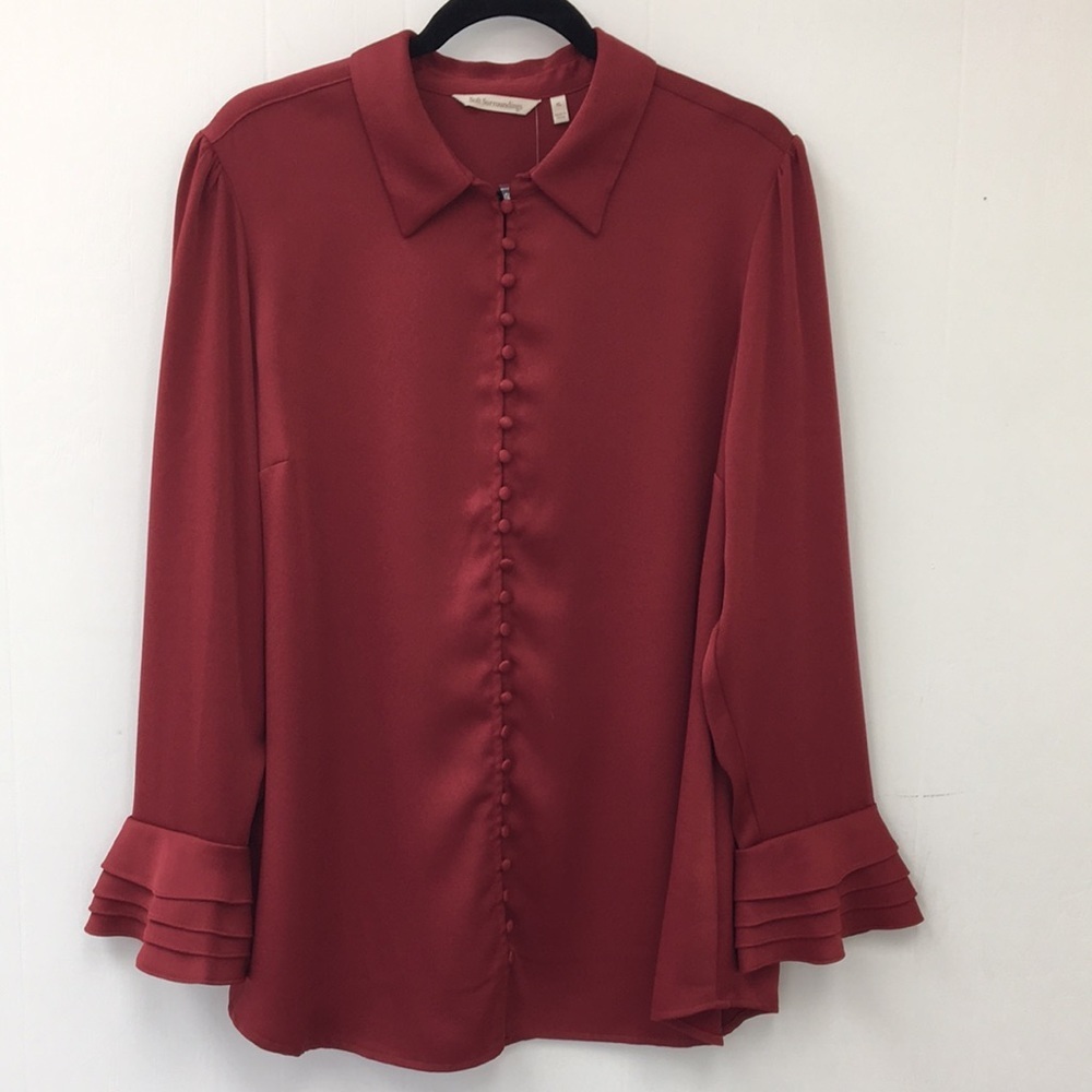 Soft Surroundings Sonnet Moroccan Red Blouse Size XL NEW With Tags